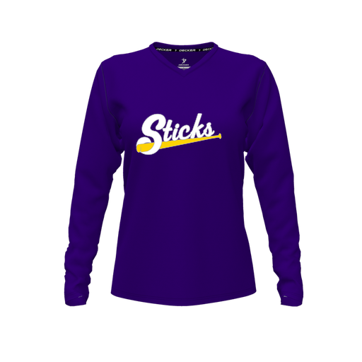 [FTLVCFPP-FYXS-LOGO1] Decker Comfort T-Shirt (Female Youth XS, Purple, V Neck, Logo 1, Long Sleeve)