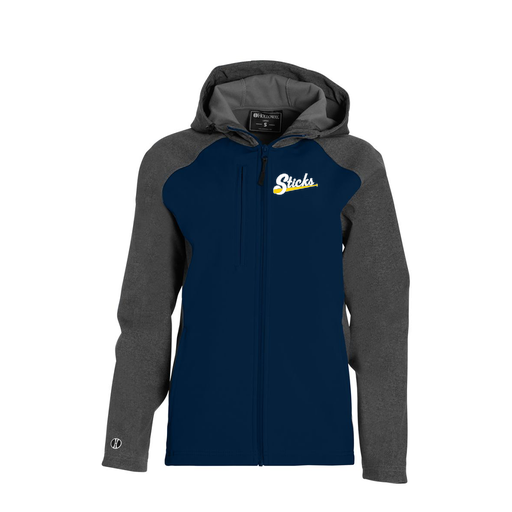 [229357.H03.XS-LOGO1] Soft Shell Full Zip Jacket - Womens (Female Adult XS, Navy, Logo 1)