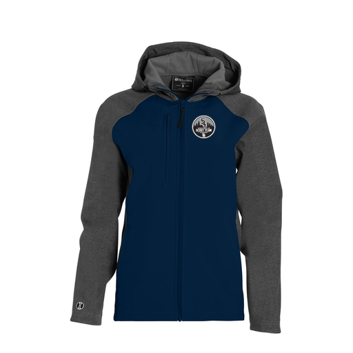 [229357.H03.XS-LOGO3] Soft Shell Full Zip Jacket - Womens (Female Adult XS, Navy, Logo 3)
