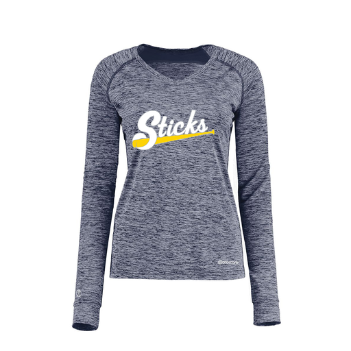 [222770.U22.XS-LOGO1] Ladies Electric Long Sleeve Shirt (Female Adult XS, Navy, Logo 1)