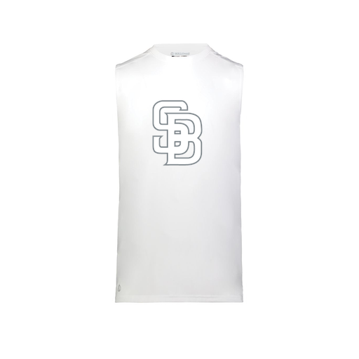 [222593.005.S-LOGO2] Men's CoolDry TankTop (Adult S, White, Logo 2)