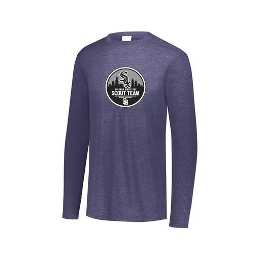[FTLCUBNV-AXS-LOGO3] Decker Men's Tri-Blend T-Shirt - Long Sleeve (Adult XS, Navy, Logo 3)