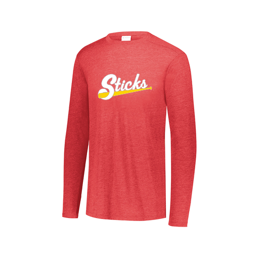 [FTLCUBRD-AXS-LOGO1] Decker Men's Tri-Blend T-Shirt - Long Sleeve (Adult XS, Red, Logo 1)