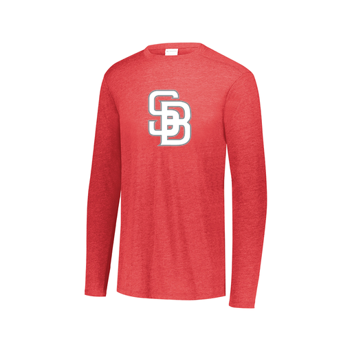[FTLCUBRD-AXS-LOGO2] Decker Men's Tri-Blend T-Shirt - Long Sleeve (Adult XS, Red, Logo 2)
