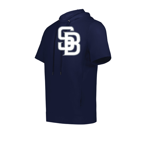 [222505.065.S-LOGO2] Men's Venturs Soft Knit Short Sleeve Hoodie (Adult S, Navy, Logo 2)